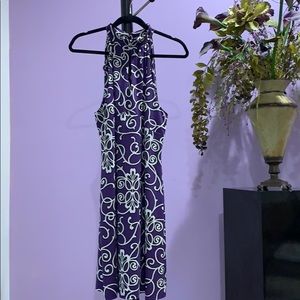 INC Purple Black and White princess neckline dress